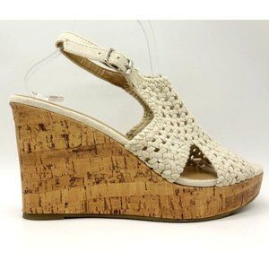 Mudd Beige Woven Casual Buckle Platform Wedge Heel Sandals Shoes Women's 10 M